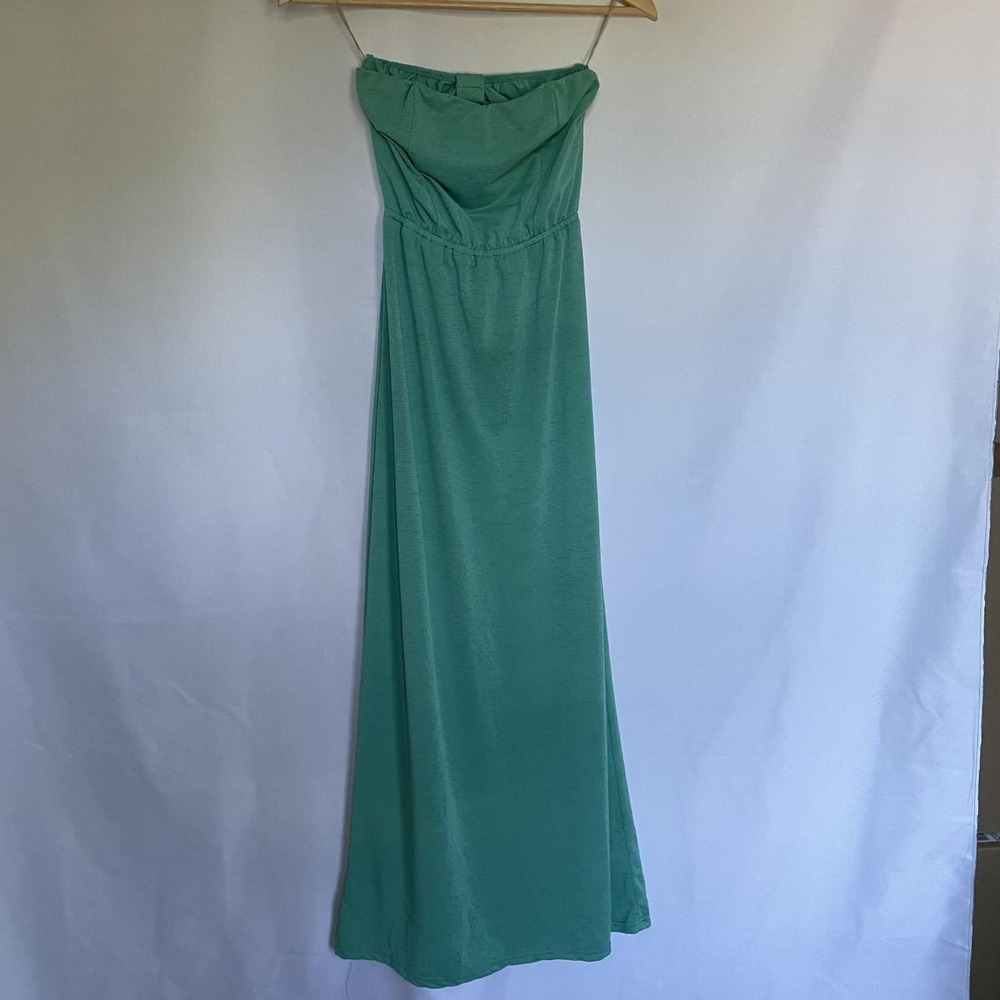 Rue21 Open Back Strapless Maxi Tube Dress Small Green Women Cut Out Bow